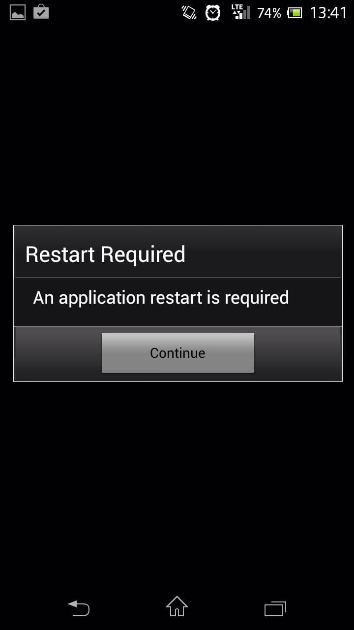 Titaniumで作ったAndroidアプリ起動時に"application restart is required"が出る